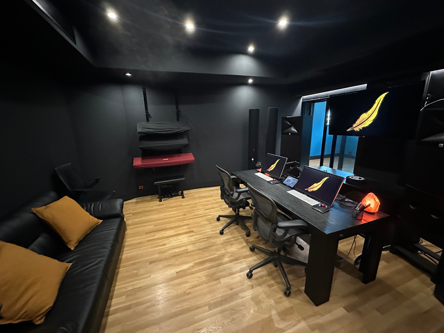 Control room detail at Lonely Feather Studios