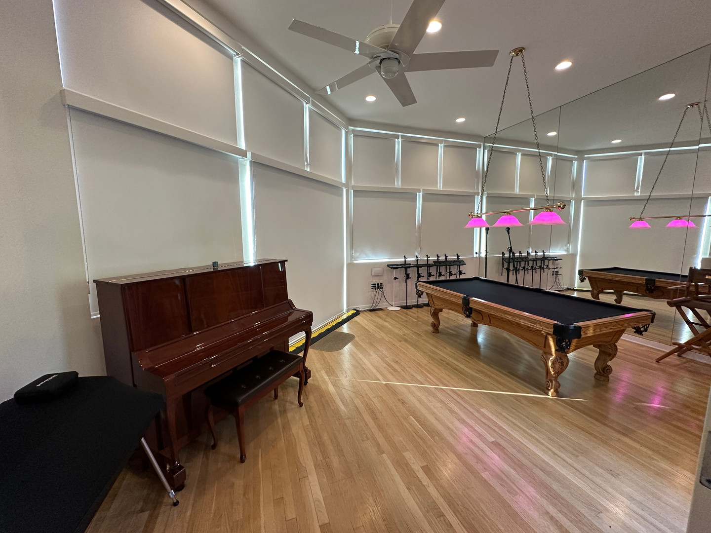 Piano and billiards room at Lonely Feather Studios
